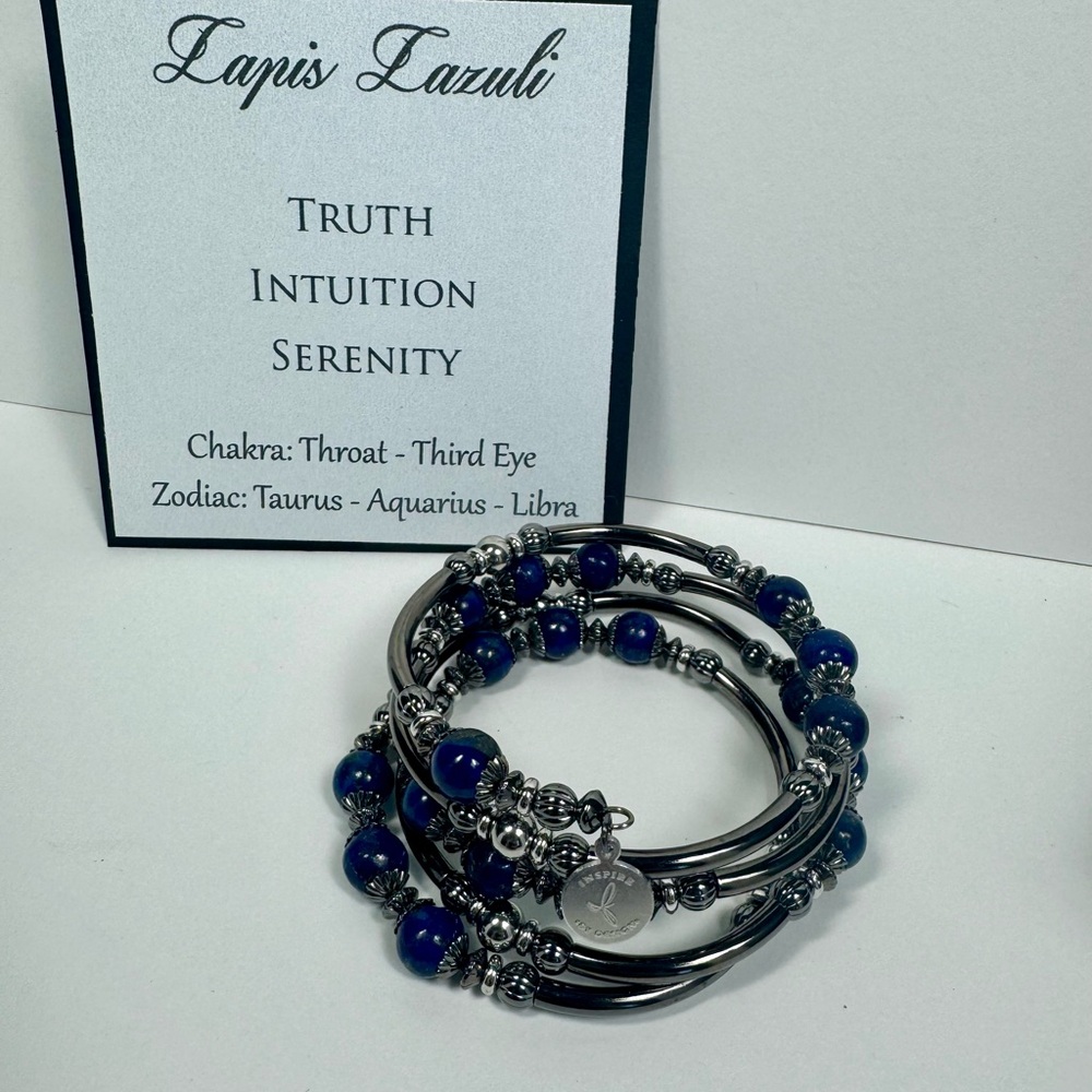 Lapis Lazuli Wire Wrap Layer Bracelet - image 3
